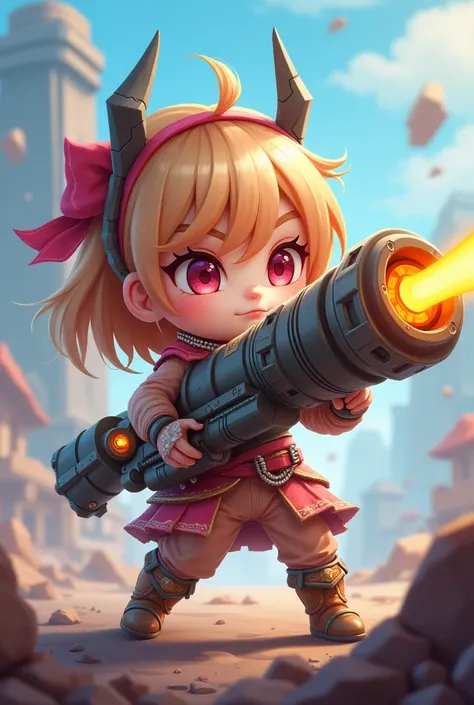 Chibi girl  powerfull canon gun 