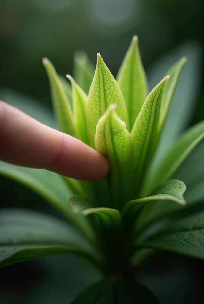 When you touch its delicate, feathery leaves, they fold inward, almost as if they’re shy.”
Show a dramatic slow-motion close-up of a finger brushing against the leaves as they gently fold inward, accompanied by soothing music.