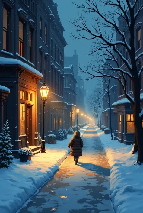 Street night with snow
