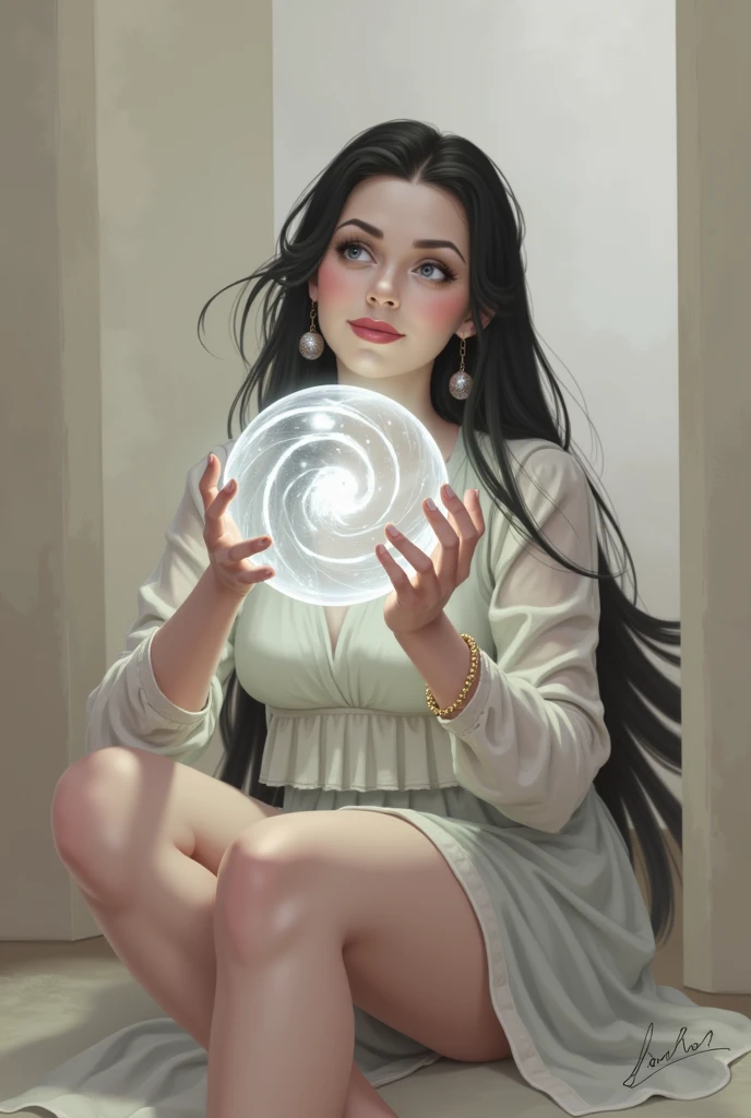 holding a crystal ball in hand