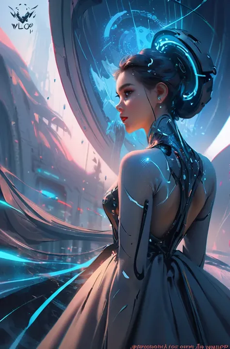  Amazing Artificial Intelligence ,  Beautiful Women with Robotic Bodies by Peter Mohrbacher,  surreal,  cinematic angle,  blue neon blurred background , Apparent circuit,   vibrant,   Details, Zubrash, Comic illustration,  visual artist wearing a gorgeous ...