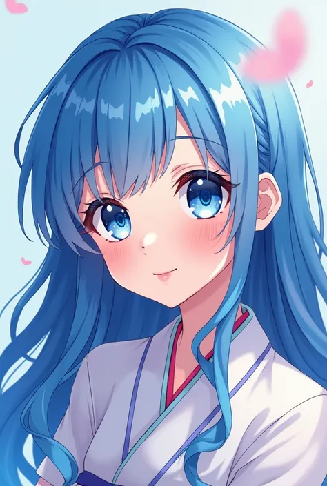 Blue hair, blue eyes with Japanese girl 2D