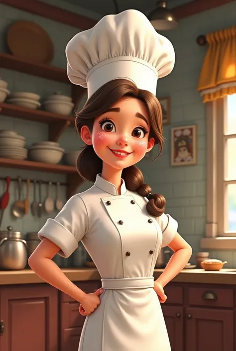 I want the image of a Pixar-style female chef