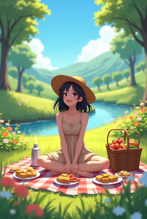 Girl having a picnic