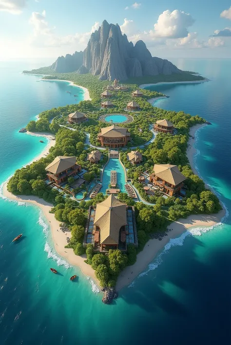 une nouvelle maquette conceptuelle de “Mounzeo Paradisium” avec une forme géométrique unique et une organisation des infrastructures de luxe. Un ile artificielle en forme d’etoile avec de hotels restaurants villas appartements, une île artificielle ultra l...