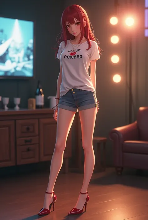 (Shinji (Asuka), Photo realistic style CG, Full body image with the appearance of a girl wearing high heels, containing a full-body close-up of a foot wearing heels , top quality , super detailed ,Shoe shape that presents the best leg line with a pointed h...