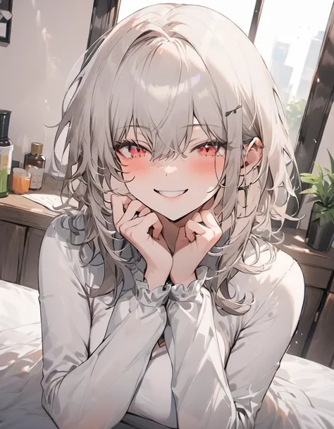   top quality , masterpiece,  high res,  1 girl, (smile), Busty,room,Burnice_ZZZ