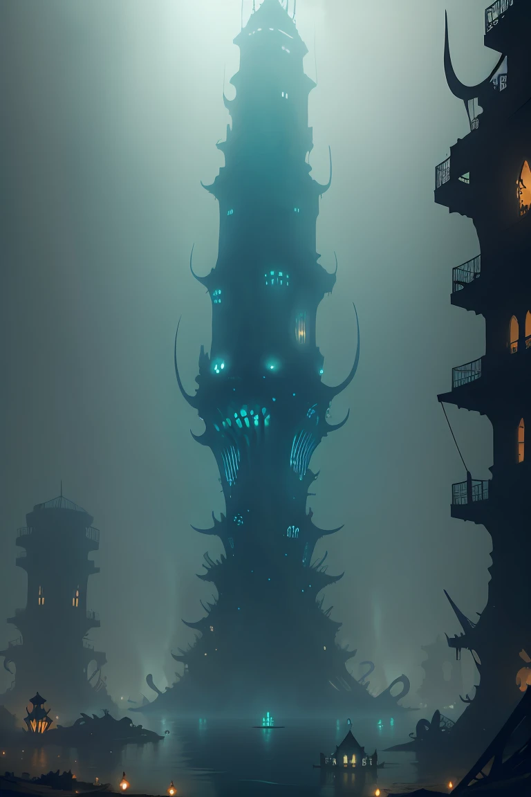 The sunken city of Ethel. A once proud metropolis now lies submerged beneath the waves. Its skeletal towers visible through the murky depths(Mist). Strange aquatic horrors stalk the submerged streets and the citys air is heavy with the whispers of the drow...