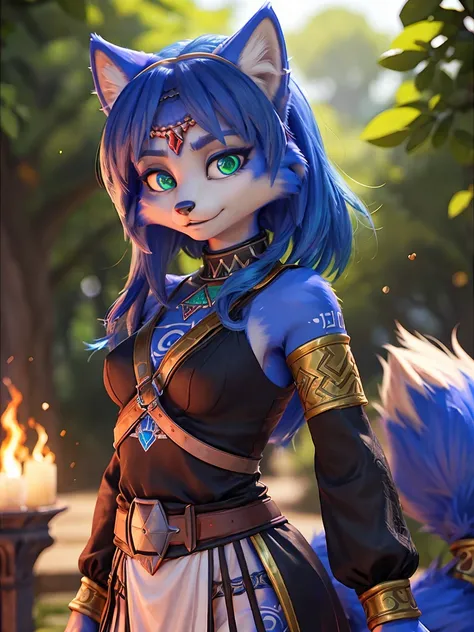 ((krystal)), Star Fox-Krystal, lovable, green eyes, (((  Long blue hair 1  .3))), Decollete, anthro, blurred,  detailed Fluffys fell,  detailed face , (Fluffy),   1 girl, ,woman, Goth, green eyes, Undercut, Ultra-realistic 8k CG  ,   masterpiece, ((  ultra...