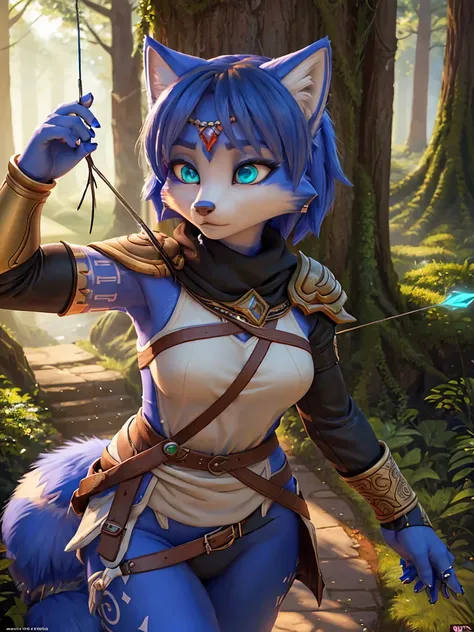 ((krystal)), Star Fox-Krystal, lovable, green eyes, (((  Long blue hair 1  .3))), Decollete, anthro, blurred,  detailed Fluffys fell,  detailed face , (Fluffy),   1 girl, ,woman, Goth, green eyes, Undercut, Ultra-realistic 8k CG  ,   masterpiece, ((  ultra...