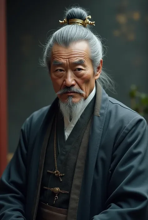 Old man, majestic, serious, Zhongshan suit, gray hair, shocked