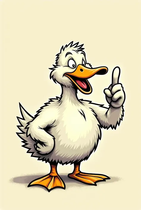 THE FREAK BROTHERS type drawing OF A DUCK SHOWING THE MIDDLE FINGER