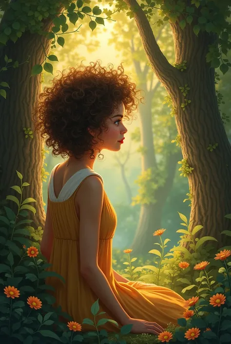 Heres a story:

* The Secret of Magic Curls *

 In a small village surrounded by enchanted forests , There lived a woman named Luna .  Her curly hair was famous in the village ,  with curls that looked like small golden springs .  Luna adored her hair ,  b...