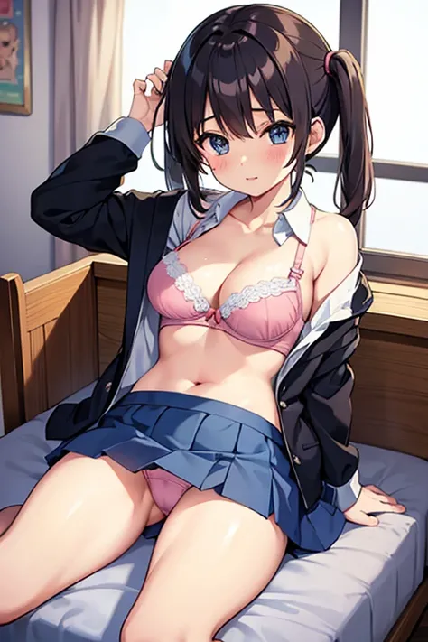 schoolgirl,underwear,bra,anime style