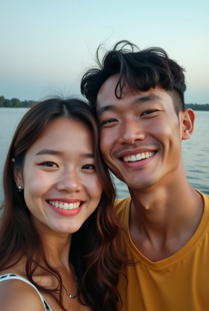 there are two people that are posing for a picture together, a picture by Abidin Dino, instagram, tachisme, tiktok video, male and female, couple, , profile pic, handsome face and beautiful face, 😭🤮 💔, man and woman, real ungine, malaysian, wpol and sarast...