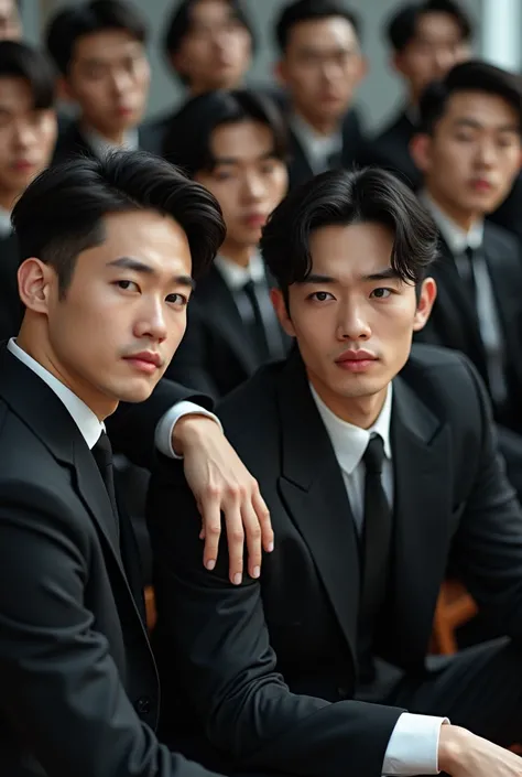 Handsome men, with different faces, Korean and Japanese 1 People sitting
