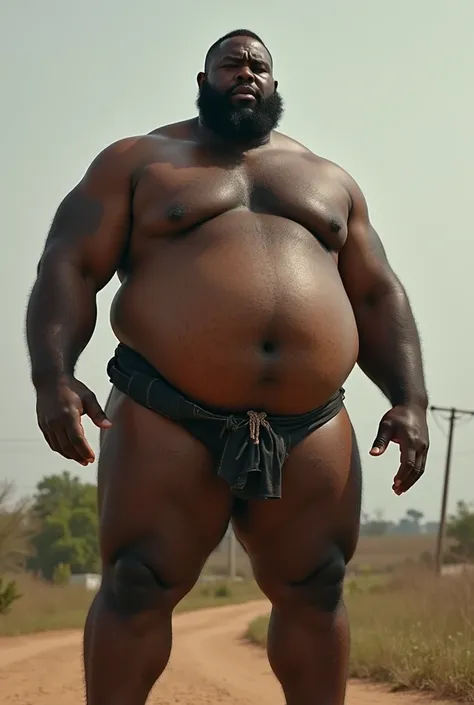 fully naked big belly black man