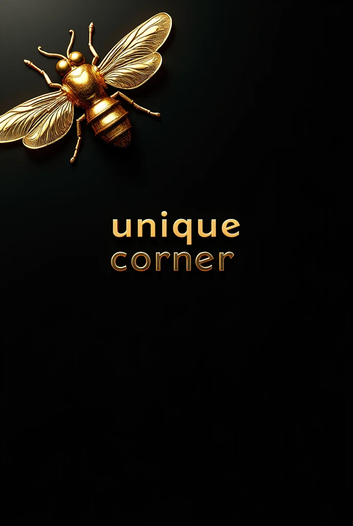 In a black background an golden fly in the left top corner and in the area of center HANDY CORNER unique corner written  in gold