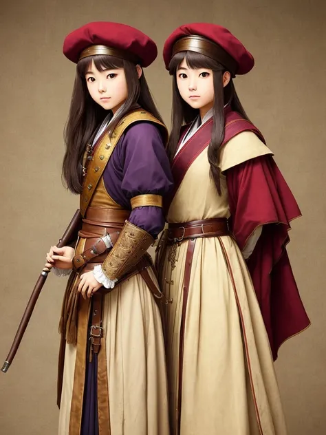 Japanese anime girl concept art,  realistic 3D characters beautiful anime Japanese girl—    (   stands full length from head to boots   )    of the Renaissance of the 15th and 16th centuries — a noble young beauty  — Spanish soldier, Captain Allatriste, 15...