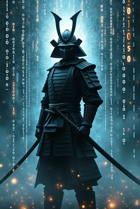 Japanese Samurai binary numbers falling 