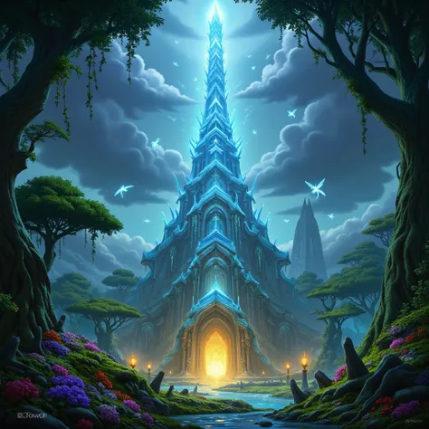 magical fey spire in a forest