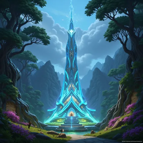 magical fey spire in a forest