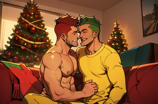 Porn. Gay sex. Two men. Horny Gay men. 35 years old. Married Husbands. Beautiful home. Christmas event in living room. Christmas tree in the room. Sex on the sofa. Red sofa. Horny sex in living room. Two men sex. Doggy style position. lovely Anal sex. Smil...