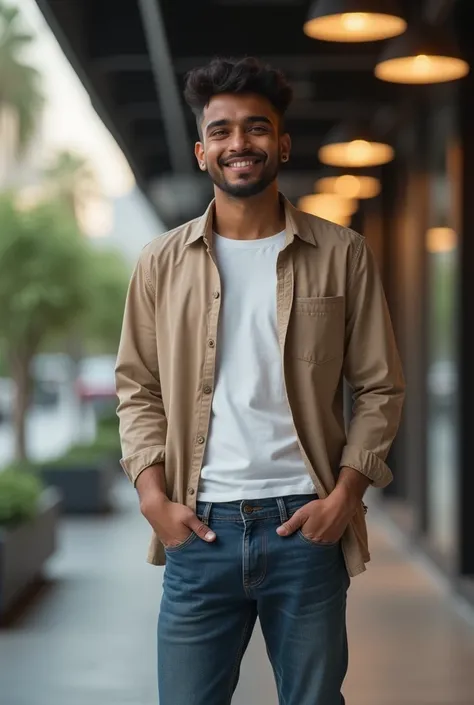 In the above picture just Change the clothes of the man to some modern jeans and shirt. Look of the man should be a young indian in his late twenties. 