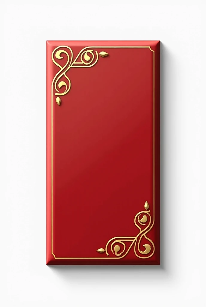 Create project of chocolate cover named "skrzypczeiser", rectangular and red and gold colored.  perpendicularly on the screen.  White background, chocolate shouldnt be tilted, have to be oriented perpendicularly. On the cover in the middle write "Skrzypcze...