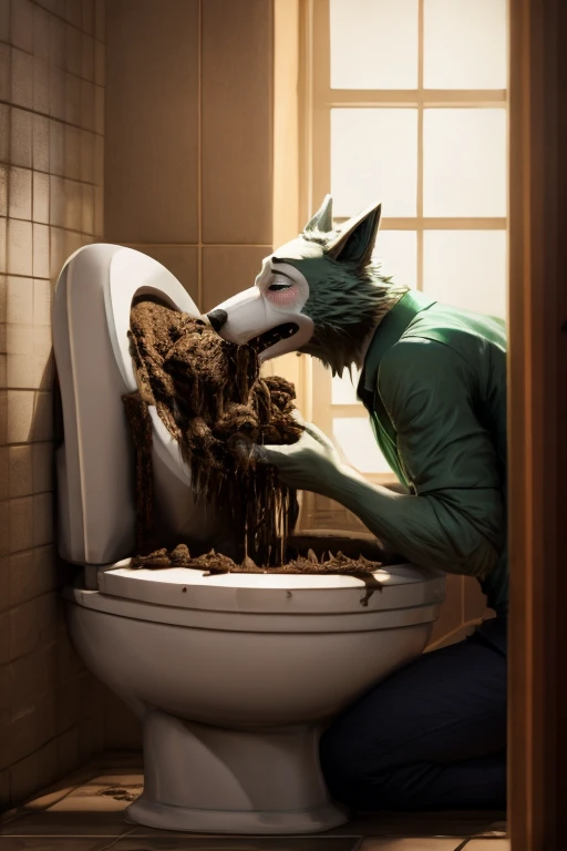 BEASTARS Legoshi Eating Dung Eating Dung Scatro Adult Dirty Poop Forcibly Crying All Over Your Body Plunge Your Face Into a Dirty Toilet