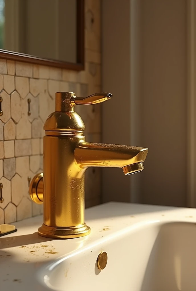 A faucet goes out in gold