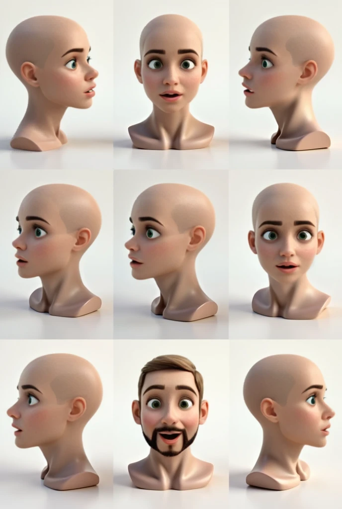 create images of the head with reference to the photo, the position of the head in different positions