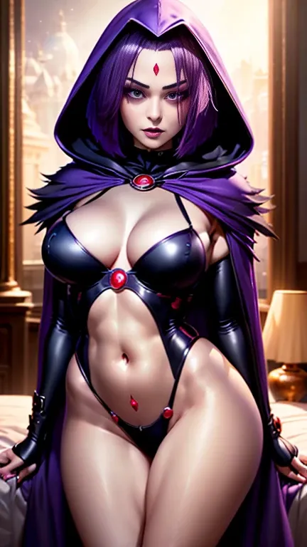 8K、master piece、highest quality、highest level、Highest image quality、masterpiece、intricate details、high-resolution、depth field、Natural light、professional lighting、(1 person)、solo、Raven solo, Gothgirl, with arms crossed looking straight ahead, in style of an...