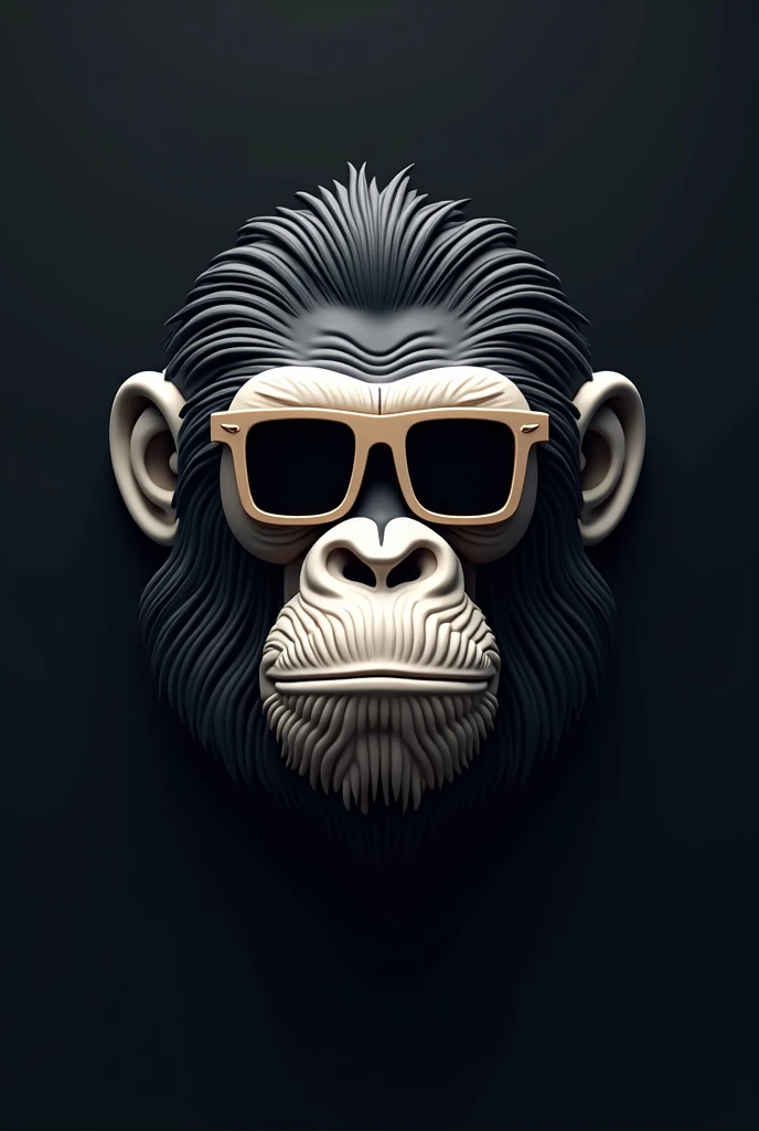  Create a logo with the word MURILLLO ,  Forming the face of an ape with square lenses, that has relief .