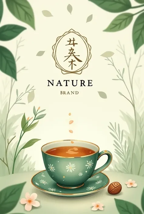 Design a tea poster for me with the nature brand along with the slogan