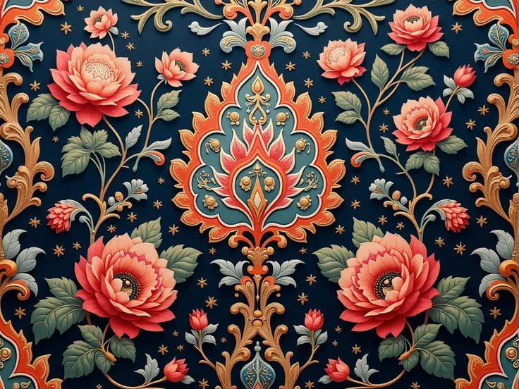 Indian traditional Mughal art Textile design 