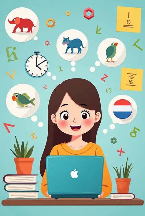 I want to create a poster. EnglishTutorLearning collaborated with MyExamsPrep.Us. 
We help s with math, reading and Dutch. Phone number: 8925370. The lessons are online. Use cartoonish people. Make sure to include a cartoonish Girl with a laptop for her on...