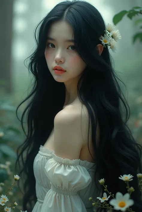 A girl hair bigee long black hair 