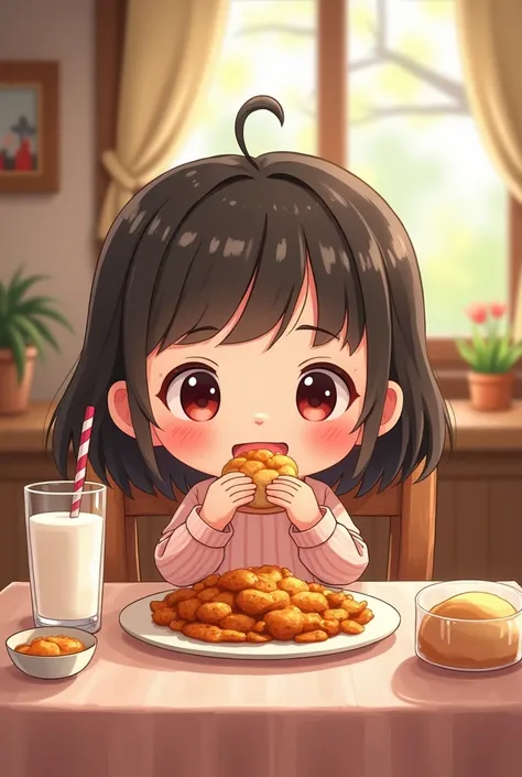 Chibi girl  dinner 