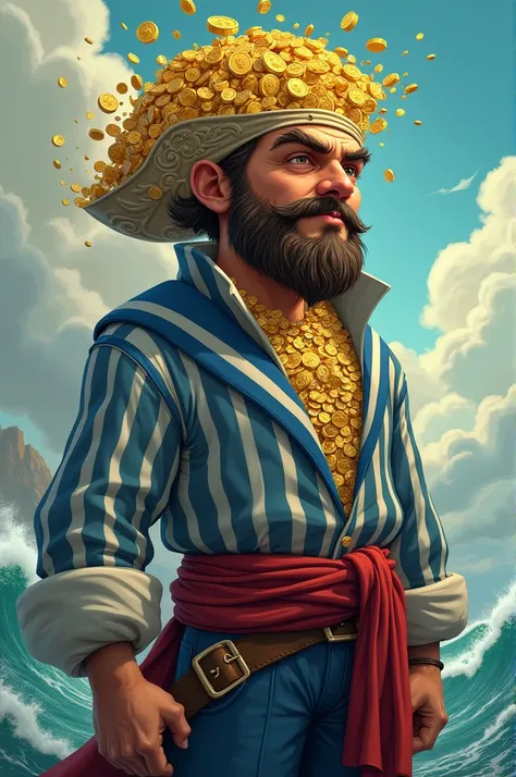 A man with the treasure head from Pirates of the Caribbean !  He is DRESSED in Kikos sailor outfit from the series CHAVES.