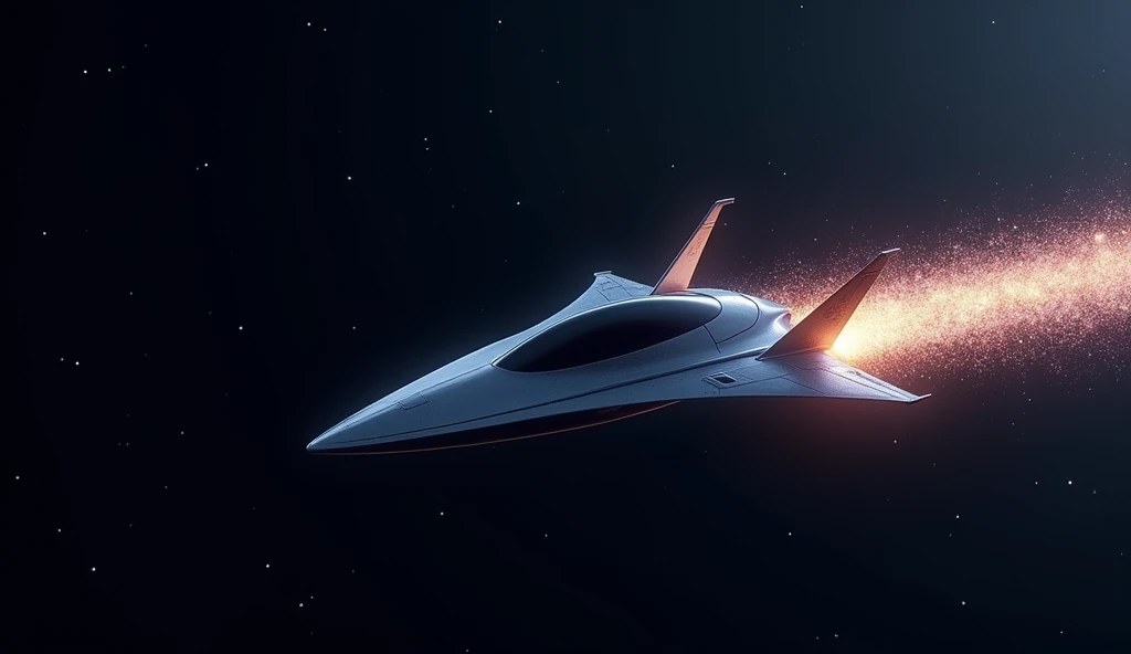 A spaceship zipping across the sky, leaving a trail of sparkles behind. (3D Animated)
