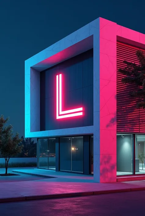 Suggest some logo for lithesh clothing with background building with neon color