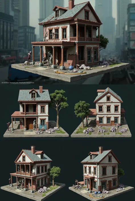 I want a zombie city model in addition to an individual picture of each side of the zombie city house model 