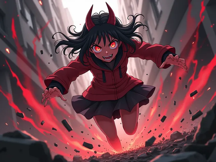 nezuko kamado from demon slayer fighting in his demon form