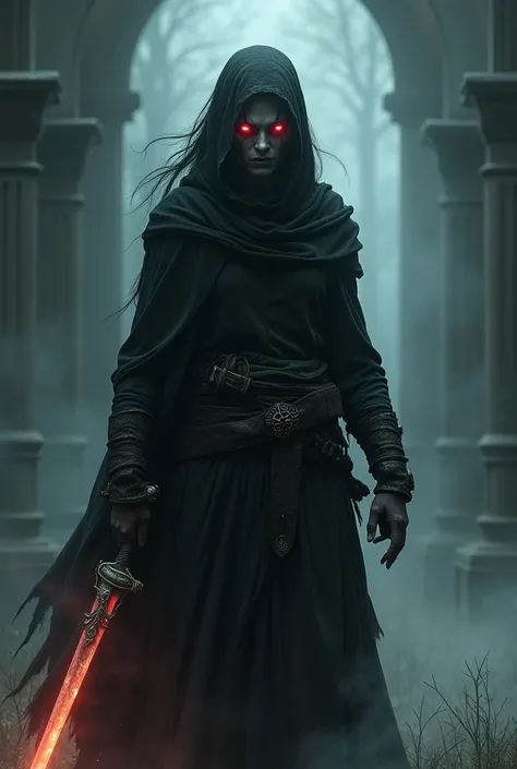 First Encounter with Karn Pishachini

Prompt:
A mysterious woman in dark, flowing robes with glowing red eyes and pale, sinister features standing behind Arjun. She looks otherworldly and menacing, surrounded by faint ghostly mist. Arjun, startled, turns a...