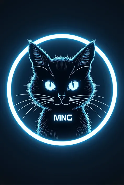 A picture with a straight circle in the center , which contains the head of a cyber cat with the inscription MNG Lab, the inscription and the cat do not go beyond the circle, are in the center of the circle, The cats ears wont go beyond the circle either. ...