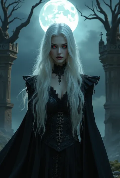 Gothic vampire white hair night 