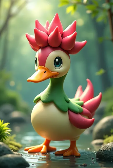 Pokémon inspiré de canartichau mais avef un radis canard radis, il a des fans sur la tête 