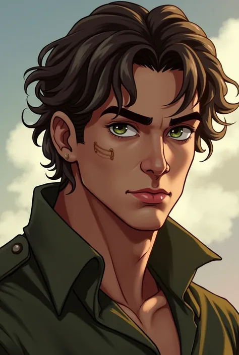 1.  Dante Moretti
Age : 28 years old Height: 1.85 m
Appearance : of tanned skin, piercing green eyes,  wavy brown hair. His athletic build denotes discipline He has a scar on his right eyebrow,  the result of a street fight .
 personality :  self-confident...