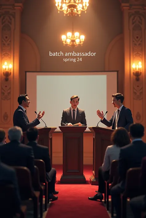 A debate theme picture written "batch ambassador spring 24" in it